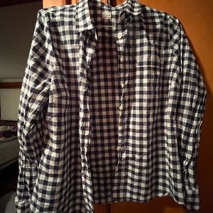 Jcrew navy and white check button down size large.
